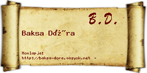 Baksa Dóra névjegykártya